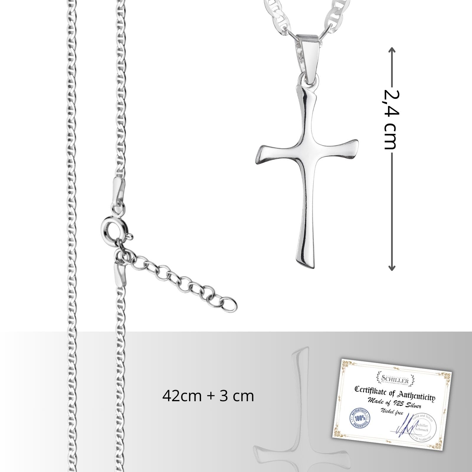 Cadena de plata de ley 925 colgante cruz para niño niña