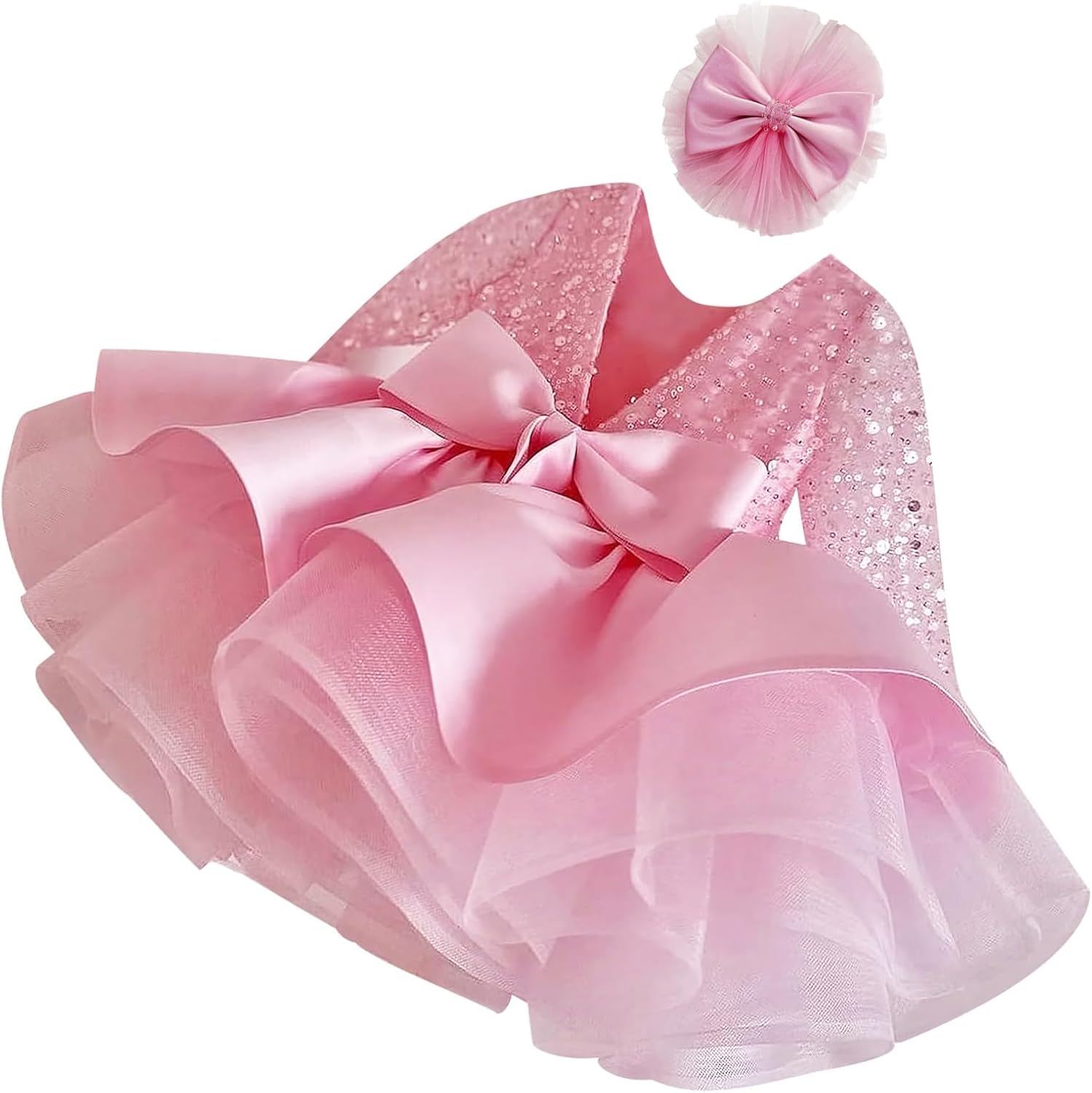 Toddler Girl Pageant Dress Princess Birthday Party Wedding Flower Girl Sequin Satin Tutu Dresses