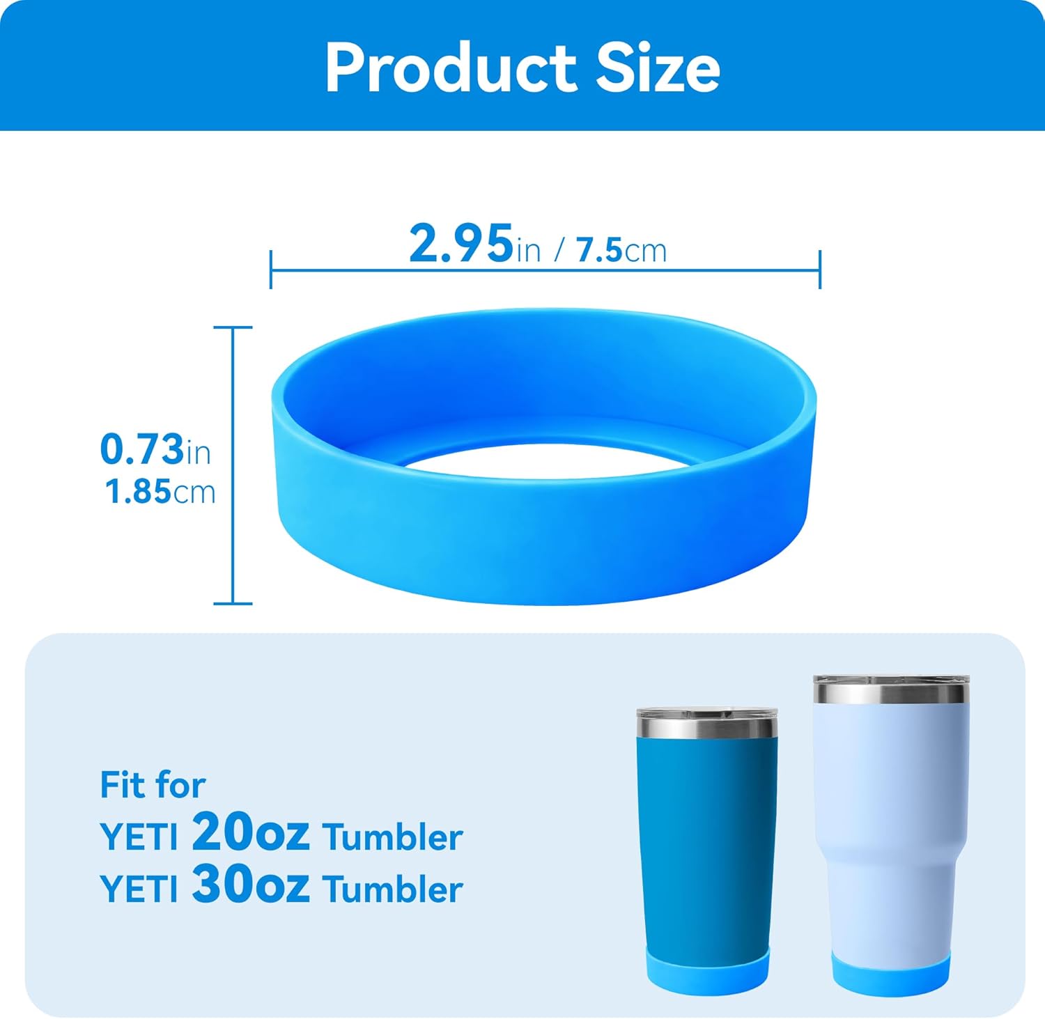 Silicone Boot for YETI Tumbler 20 oz 30 oz, Protective Silicone Boot Sleeve for 20oz 30 oz Tumbler with 2.75-2.95Inch Base Diameter(2Pcs Deep Blue)