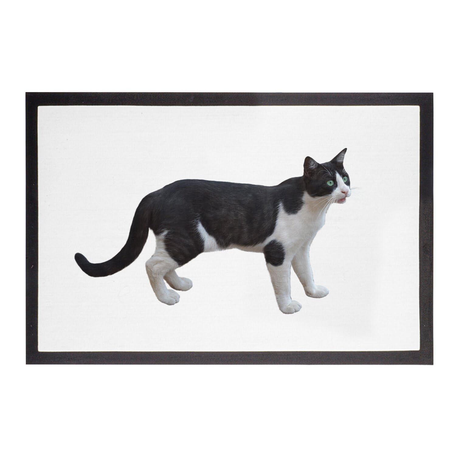 Paillasson Chat Noir et Blanc Europeen tapis bicolore mignon 60x40cm