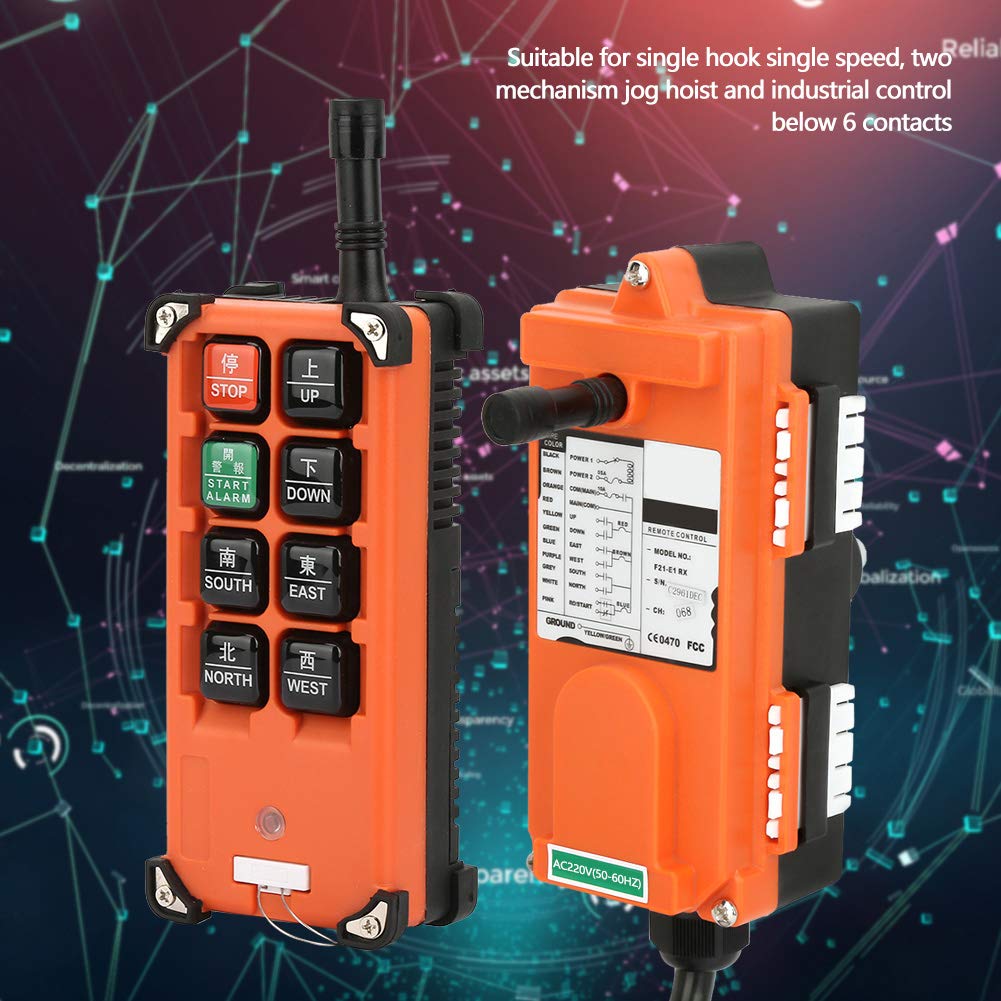 F21-E1B Control Remoto Inalámbrico de Grúa con 8 Botones de Operación Transmisor Y Receptor Industrial de 220 V