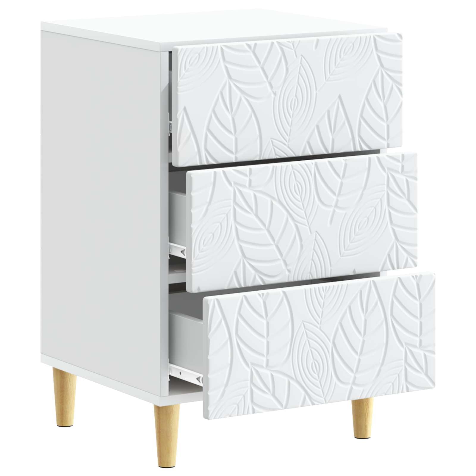 Mesita de noche blanca con 3 cajones 43 x 39,5 x 66,5 cm