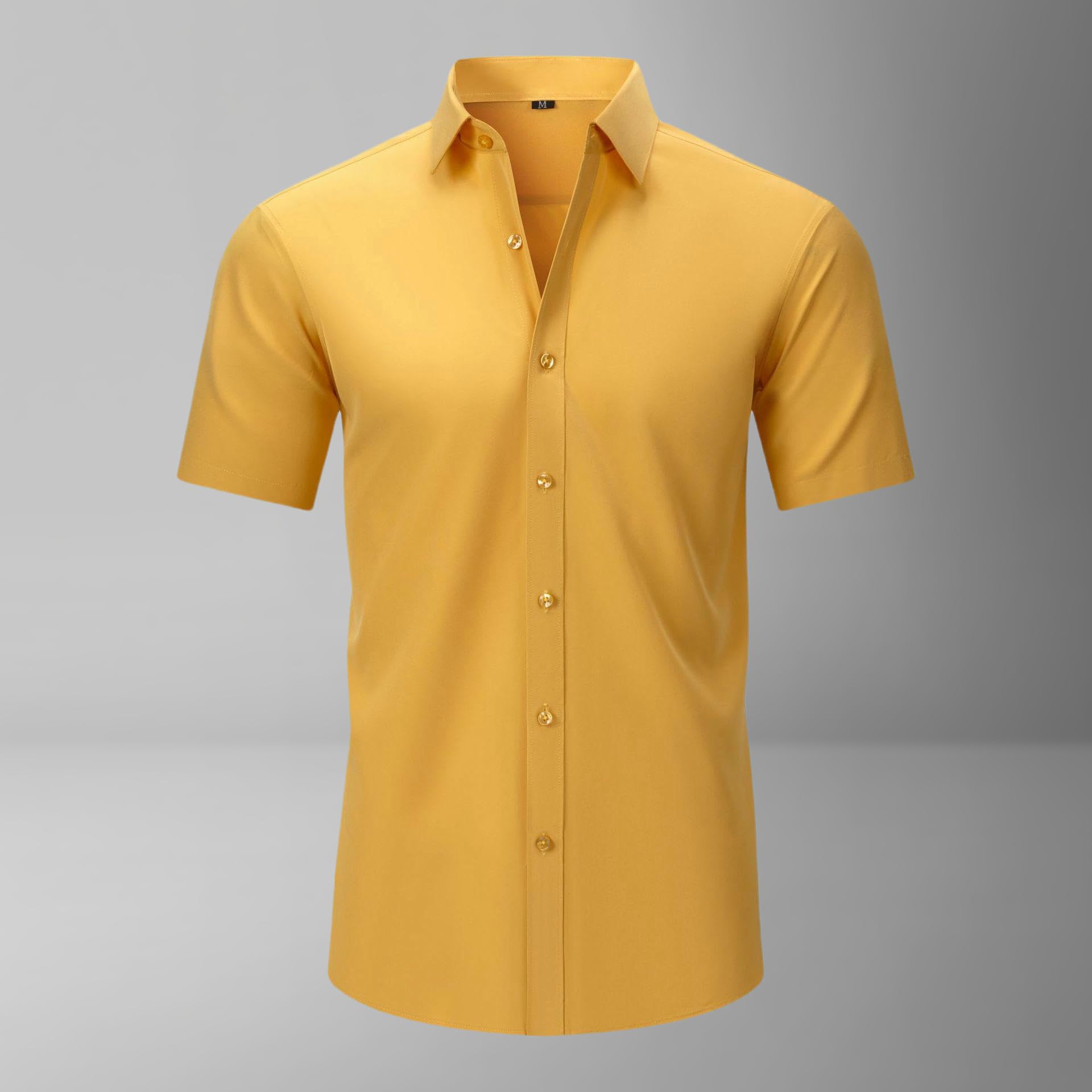 Camisa de manga larga a cuadros para hombre, corte ajustado, resistente a las arrugas, ligera, con botones