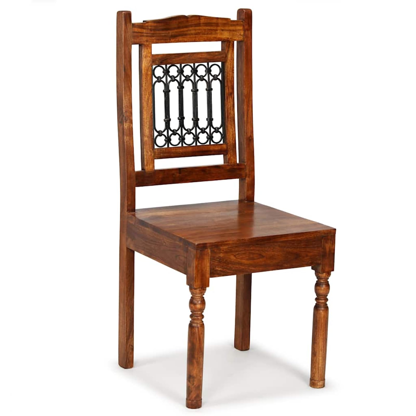 Juego de 2 sillas de comedor, madera maciza de acacia con acabado miel, 43 x 43 x 100 cm, marrón, para cocinas clásicas
