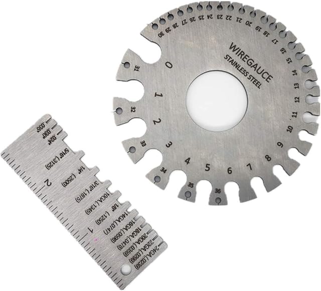 2Pack Sheet Metal Gauge Wire/Metal Gauge Tool Stainless Steel Welding Gage Plated Size Inspection Tool and Dual-Sided Wire Gauge Cable Sheet Gage Standard Thickness Metal Gauge