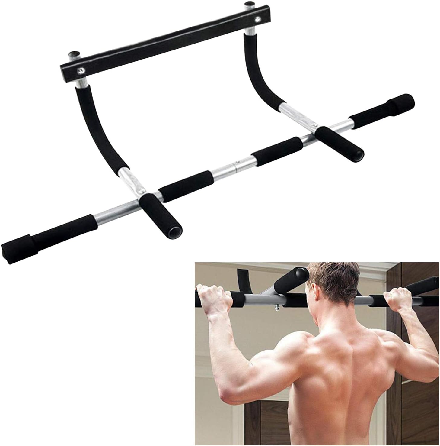 Pull Up Bar Doorway Home Exercise Bar Without Screw Installation 220 Pound Pull-Up Horizontal Bar