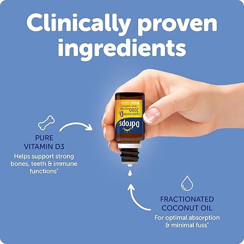 Miniatura 6 de Ddrops Adultos 2000IU 180 gotas - Suplemento líquido de vitamina D3, apoyo a huesos fuertes y sistema inmunológico