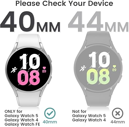 Miniatura 2 de Tensea 2 en 1 Funda protectora de pantalla impermeable para Samsung Galaxy Watch FE 2024 y 5 2022 y 4 2021 de 1.575 pulgadas (1.575 in), funda