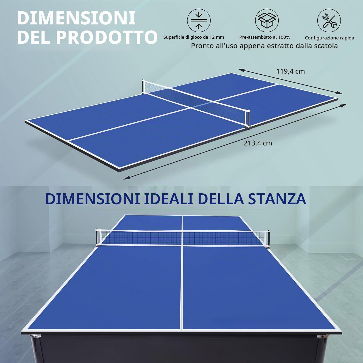 Tavolo da ping pong pieghevole da 7FT Piano da ping pong per tavolo da biliardo interno 210 x 120 cm