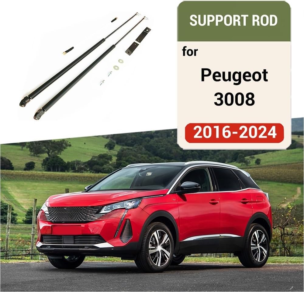 2017-2023 Compatible with Peugeot 3008 Car Front Hood Engine Cover Hydraulic Rod Strut Spring Shock Bars Bracket Styling(Carbon silver)