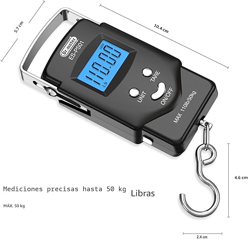 Miniatura 6 de Báscula de Pescado Báscula de Equipaje Equipo de Pesca - 110lb Pantalla LCD Digital Retroiluminada con Cinta Métrica Incorporada - Báscula de Pesca