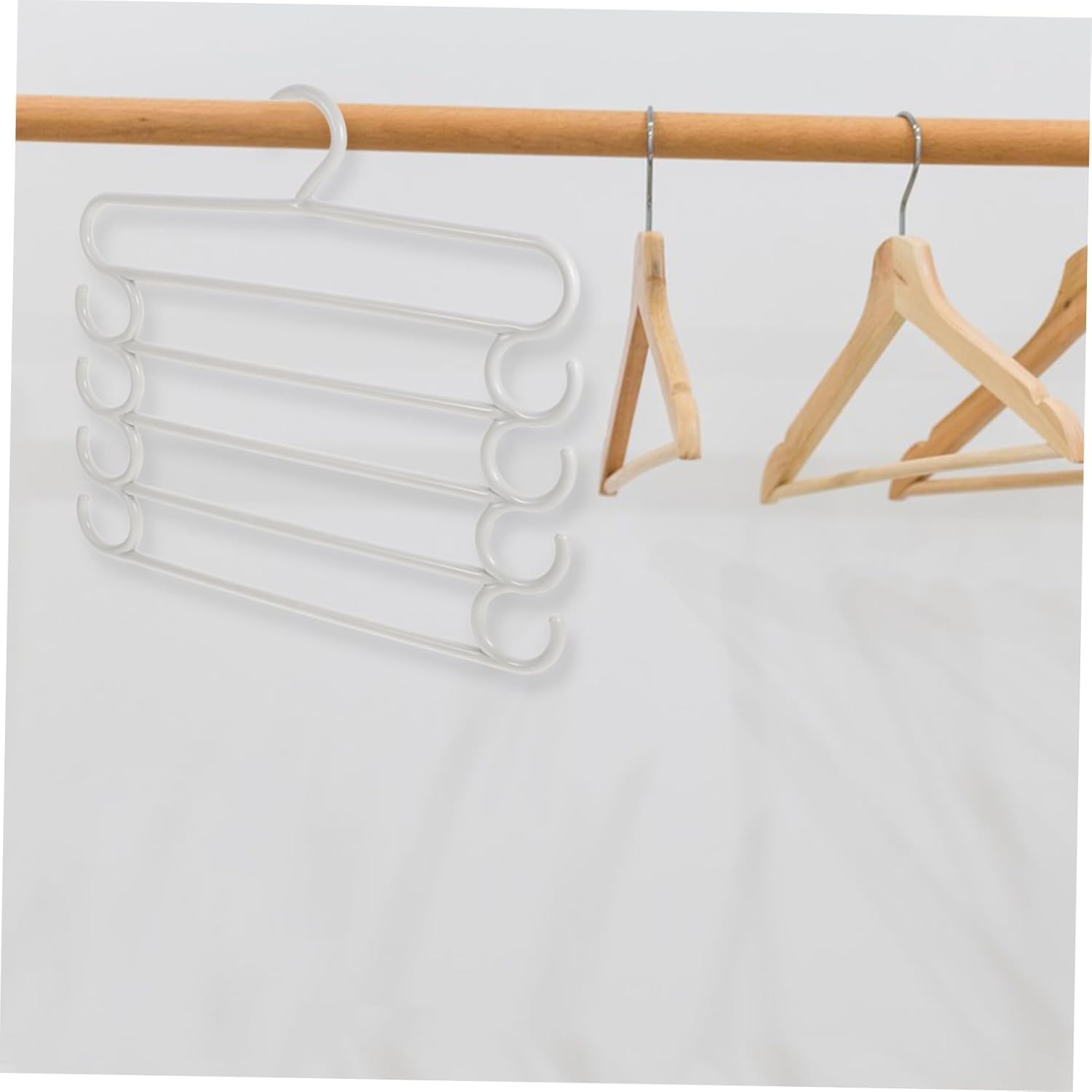 Mobestech 5-Piece Multifunctional Pants Hangers Space Saving Clothes Organizer for Closet Storage Adjustable Non-Slip Hangers for Pants and Skirts