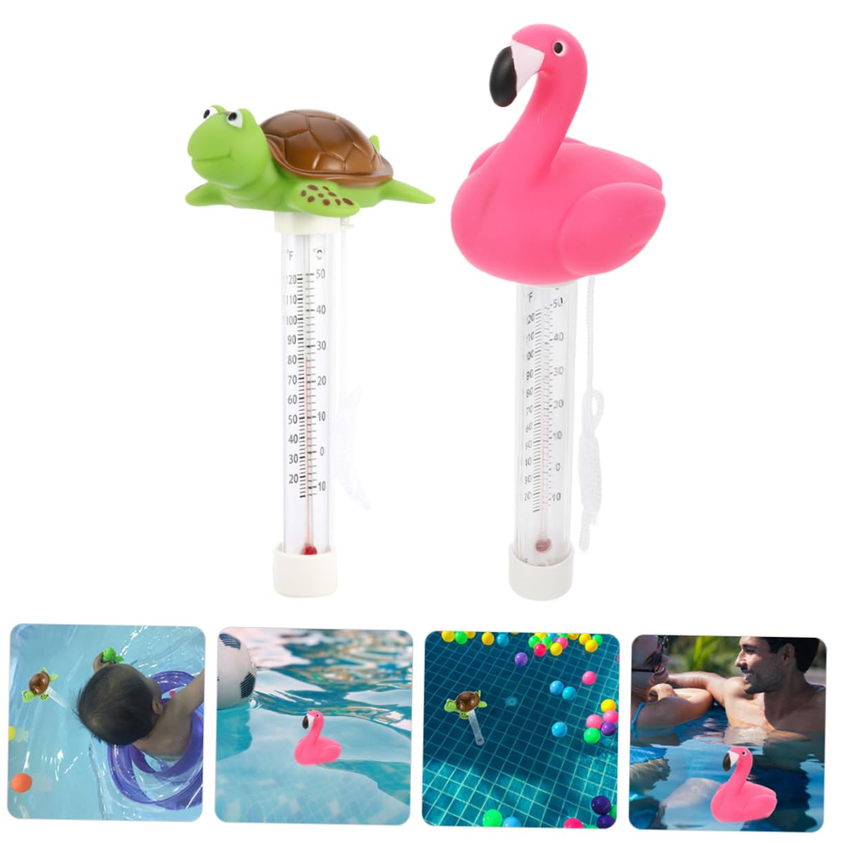 Toyvian 5 Sätze Flamingo -wasserthermometer Spa-thermometer Für Badewannentemperaturanzeige Schwimmender Pool -thermometer Poolthermometer Schwebend Plastik 2 Stück * 5