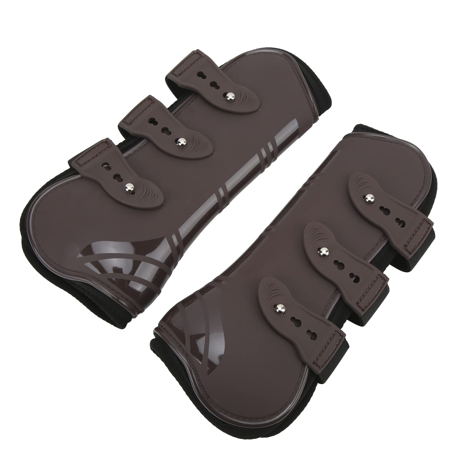 Botas Protectoras para Piernas de Caballo, Protector de Patas Delanteras de Caballo Ligero que Absorbe los Golpes, Comodidad Ajustable para Montar para Saltar(Par de patas delanteras marrones, M)
