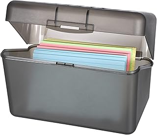 BSTKEY 4 x 6 inch Plastic Index Card Holder Recipe Card Box, 1 Grey Flash Card Case Note Card Box Storage Organizer for 10 x 15cm Index Card Flashcard Recipe (No Cards)