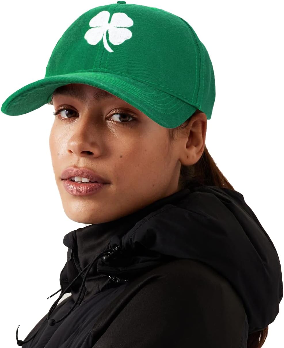 St. Patrick's Day 4 Leaf Clover Baseball Hat Adjustable Embroidery Shamrock Baseball Cap for Men and Women