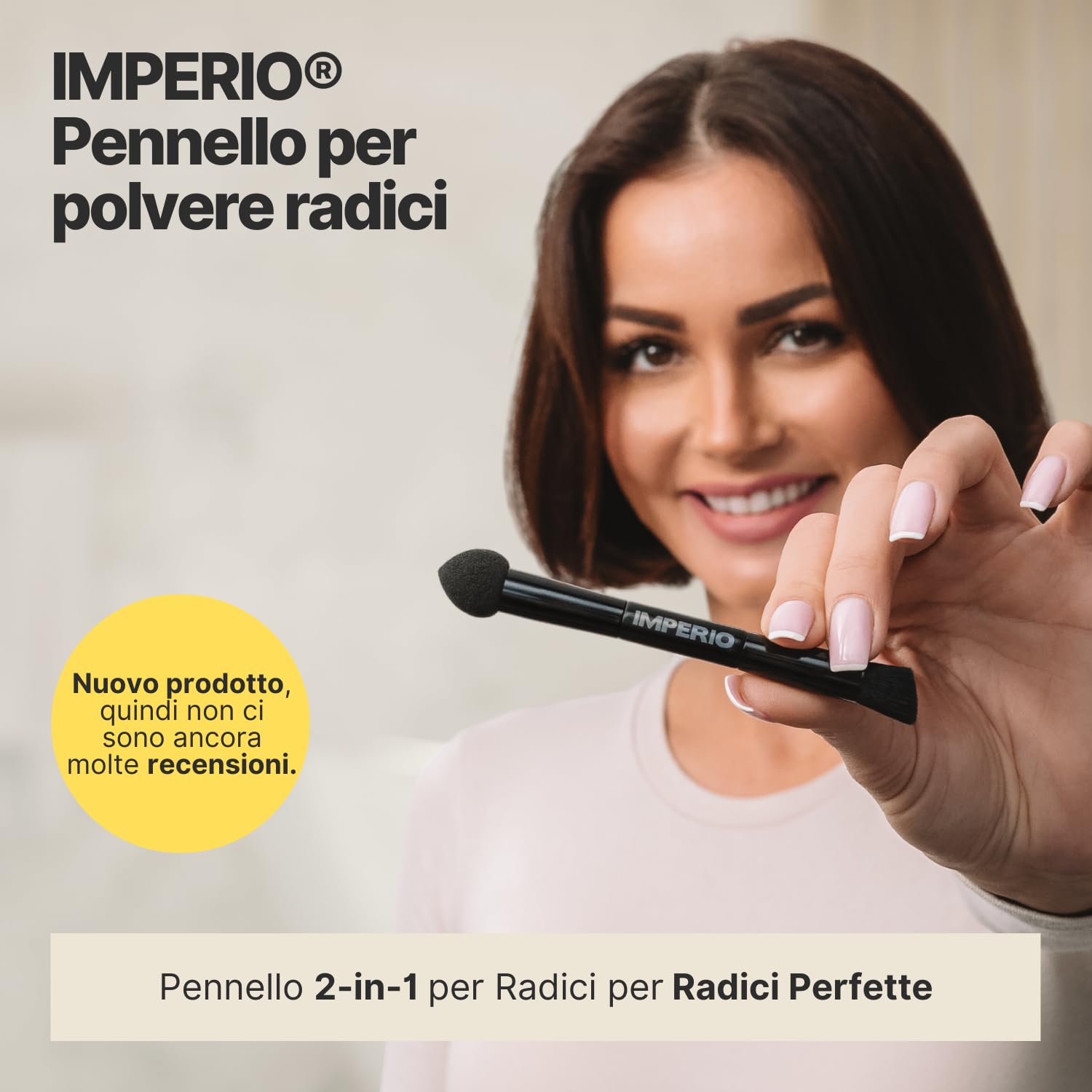IMPERIO 2in1 pennello per polvere capelli per applicazione precisa e sfumatura di polvere per radici e per ricreare ciocche di capelli (L'Originale)