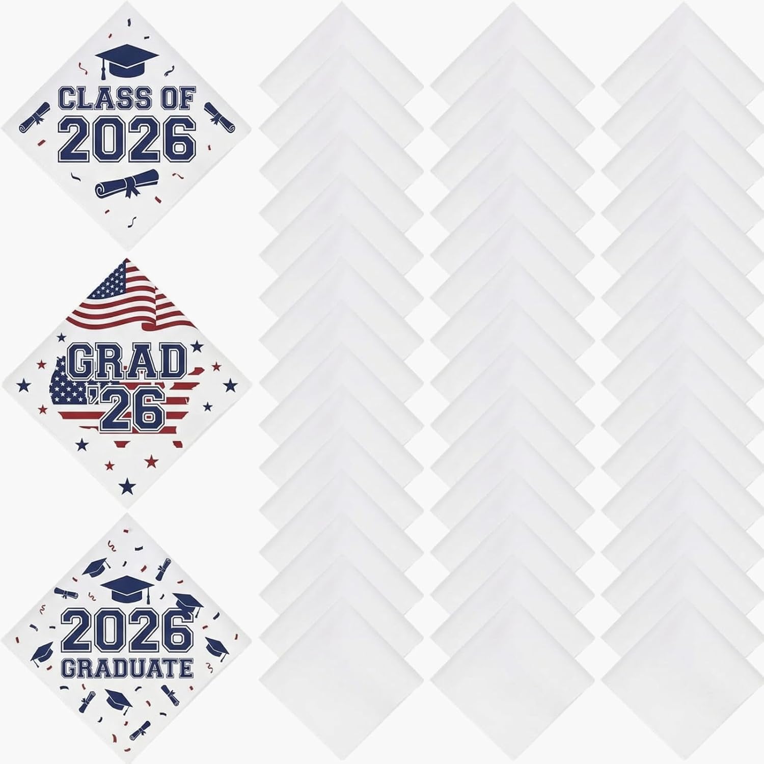 Preboun Sublimation Bandana Bulk for Graduation Blank Handkerchiefs for Church, Funerals, Birthday, Memorial 22 x 22 Inch