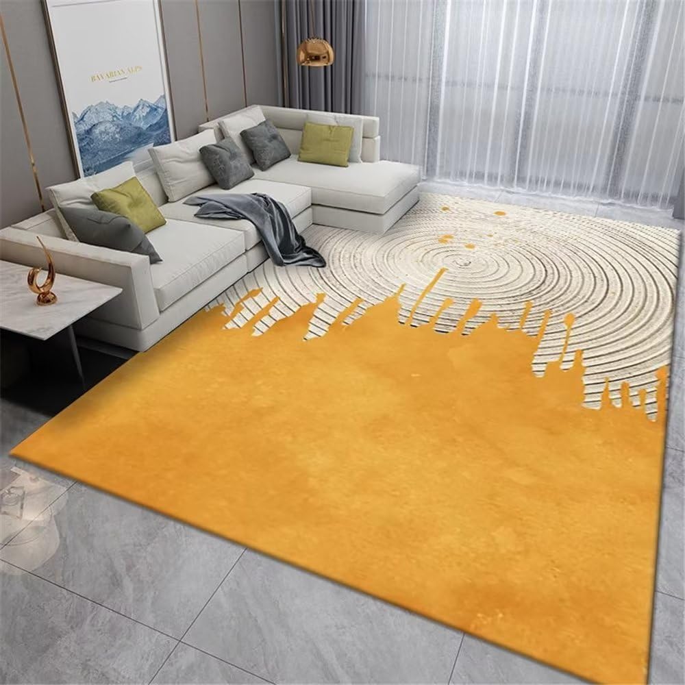 Tapis enfant jaune 120x160cm antidérapant pour chambre fille et garçon