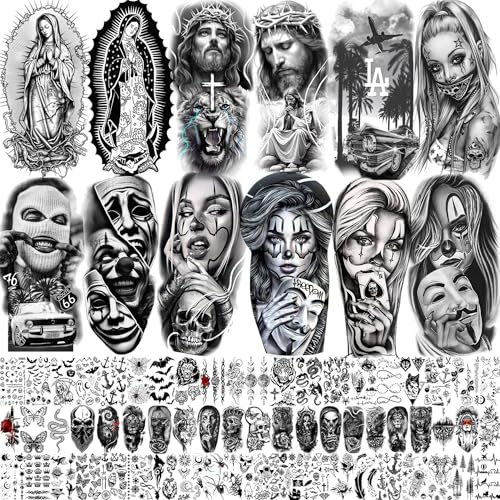 73 Blätter Chicano Temporäre Tattoos Damen...