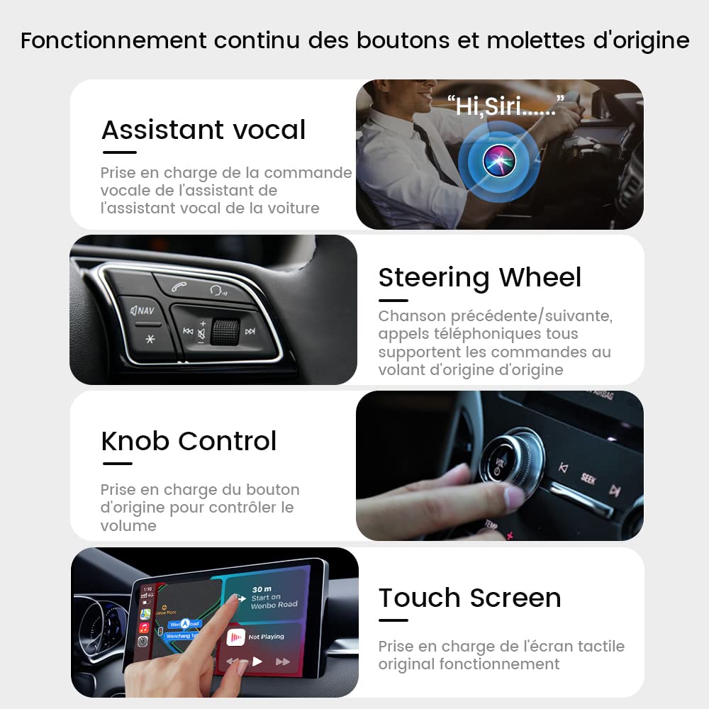 Carlinkit 2026 Nouvelle Mise à Niveau Adaptateur 5.0 2Air, Apporte CarPlay/Android Auto sans Fil, Brancher et Utiliser, Connectivité sans Fil