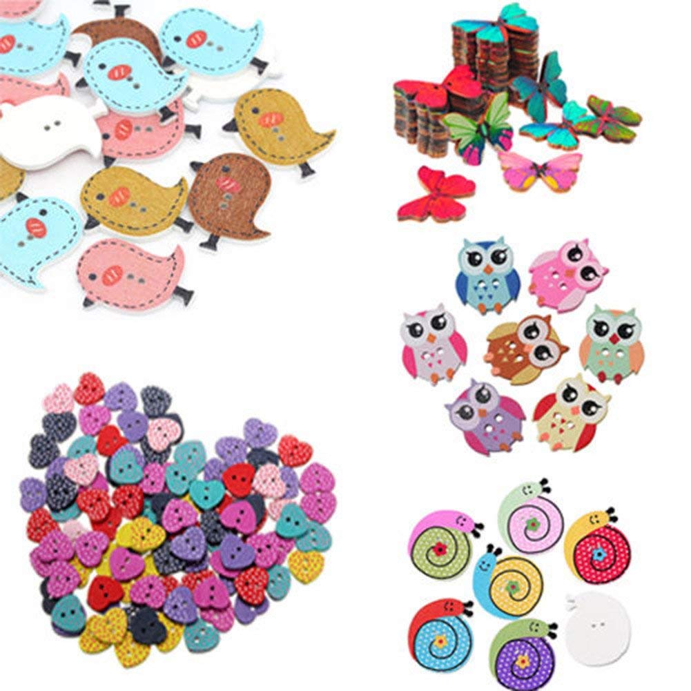 50 Boutons En Bois Animaux Mignons | DIY Couture Déco | Pour Vêtements, Art & Créations Enfants