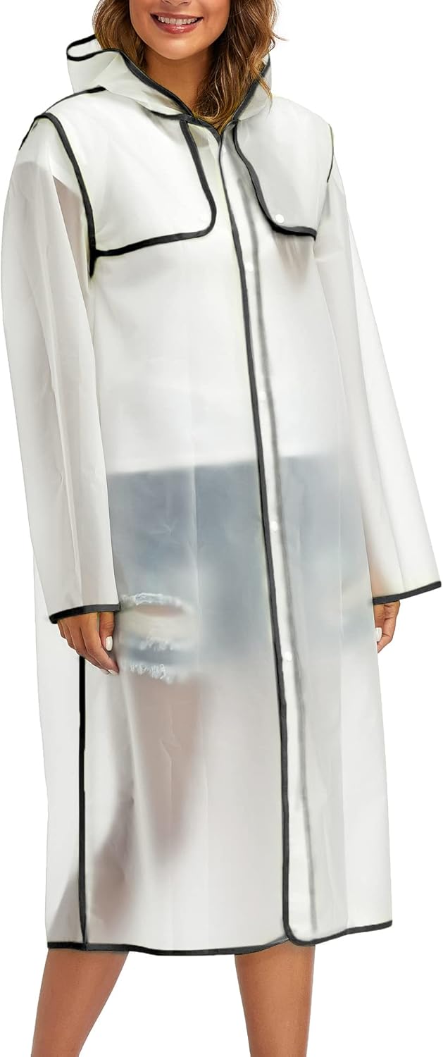 Raincoats For Women Men Reusable Portable Waterproof EVA Long Rain Ponchos with Hoods - Image 4