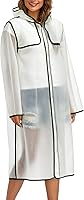 Vista 4 de Chubasqueros para mujeres y hombres, reutilizables, portátiles, impermeables, EVA, largos ponchos de lluvia con capuchas