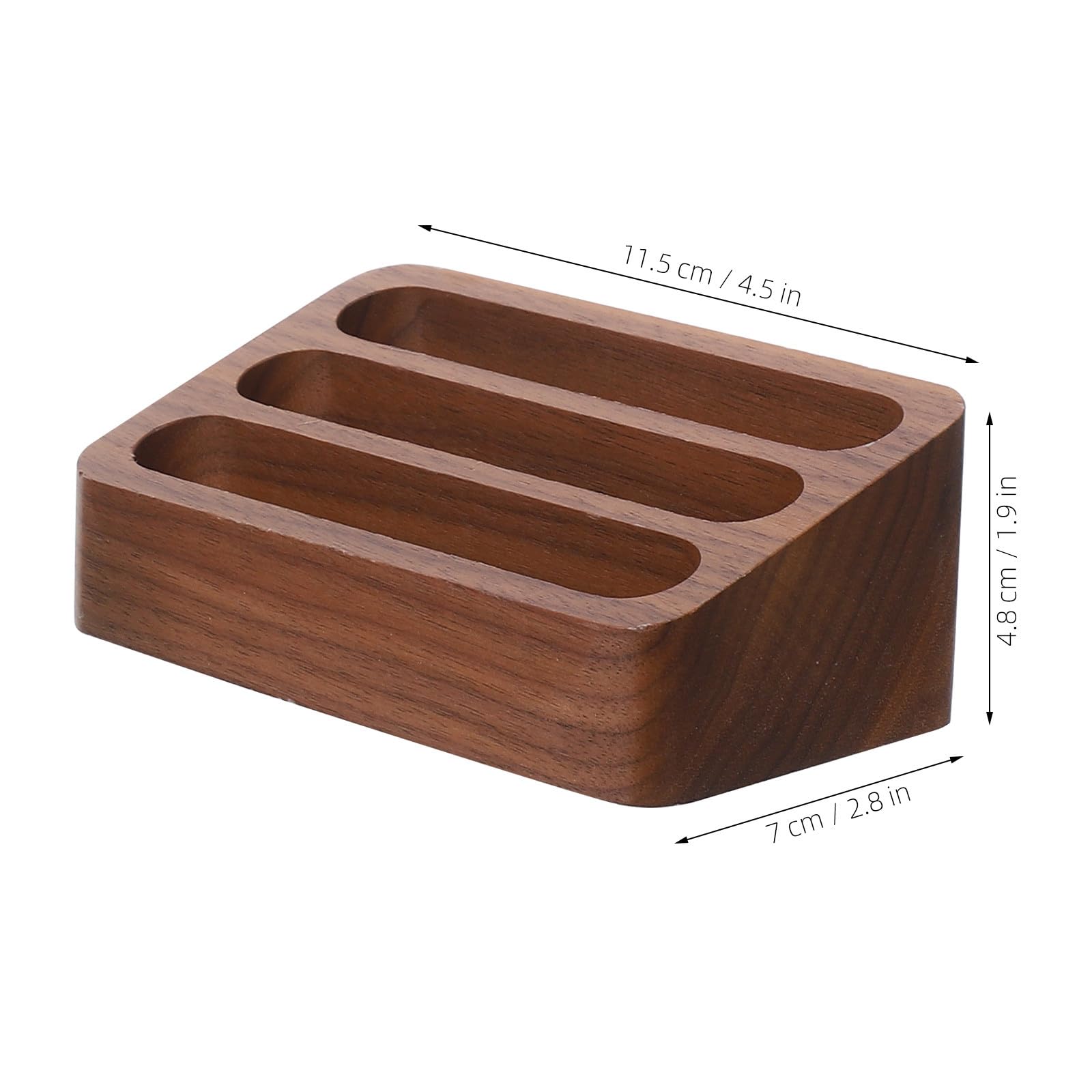 SHINEOFI 2piezas Tarjetero de Madera de Nogal Negro Estuche para Tarjetas de Visita Ranuras Pequeño Organizador para Oficina Hogar y Mesa de Escritorio
