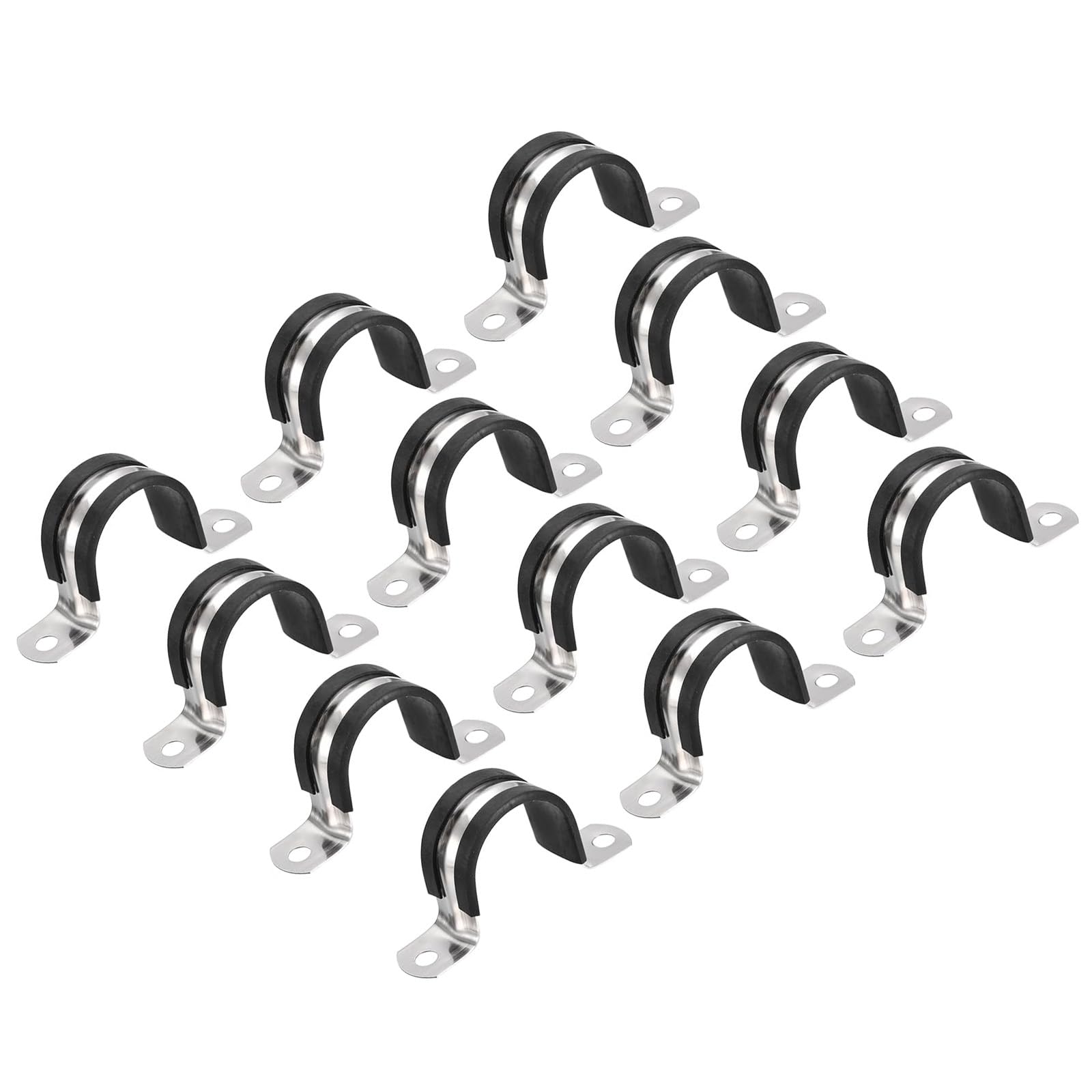 MACHSWON 12Pcs 27mm(1-1/16") Cable Clamp, Rubber Cushioned Insulated Clamp 304 Stainless Steel U Shape Bracket Metal Pipe Clamp Tube Holder for Wire Hose Tube — image 1