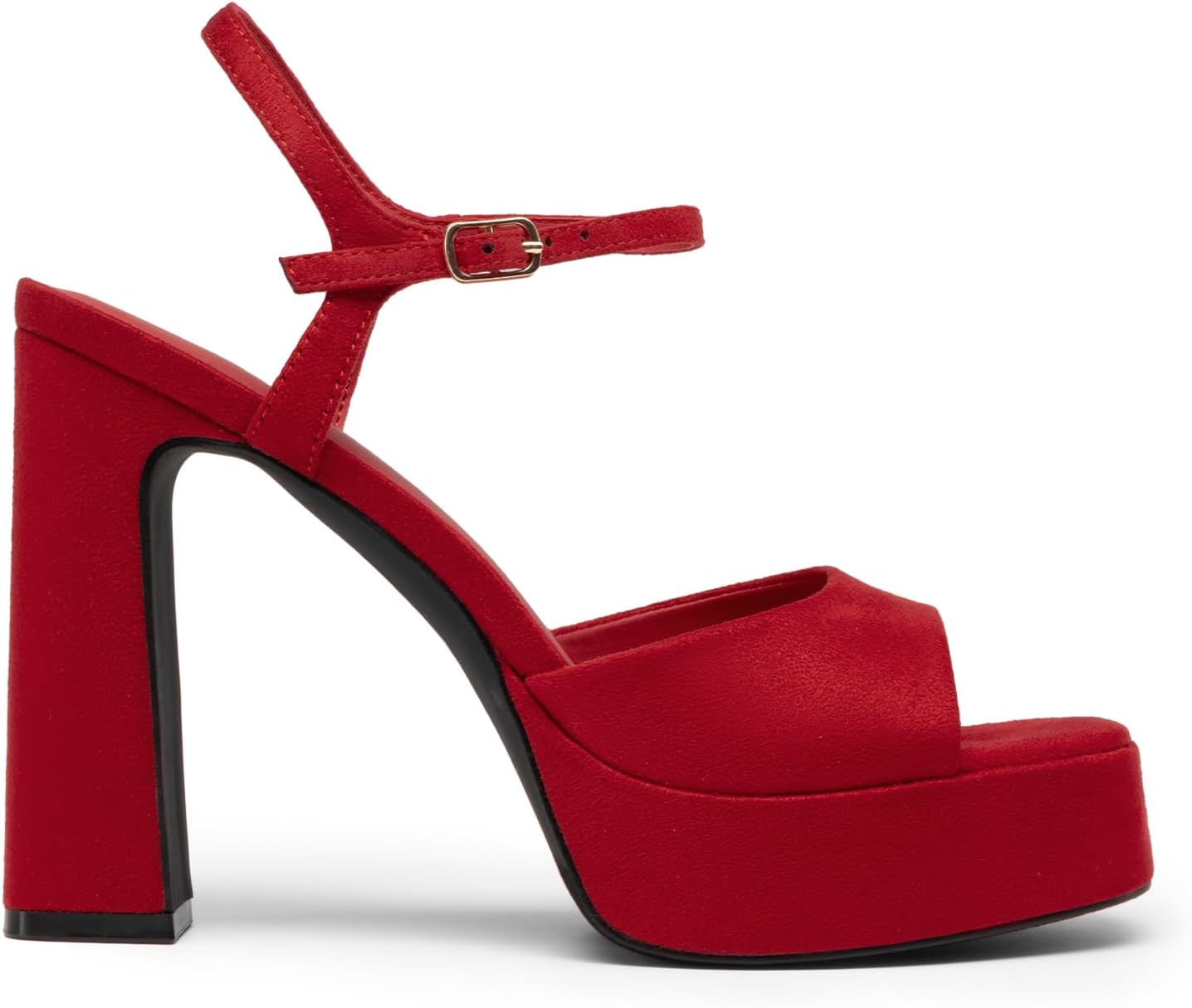 DREAM PAIRS Platform Heels for Women, Square Toe Chunky High Heels Ankle Strap Sandals for Wedding Party Formal Event - Image 4