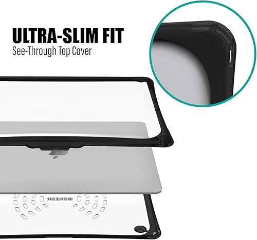 Miniatura 7 de IBENZER Hexpact AT13-BK - Funda compatible con MacBook Air de 13 pulgadas 2022 2021 2020 M1 A2337 A2179 A1932, funda protectora resistente con