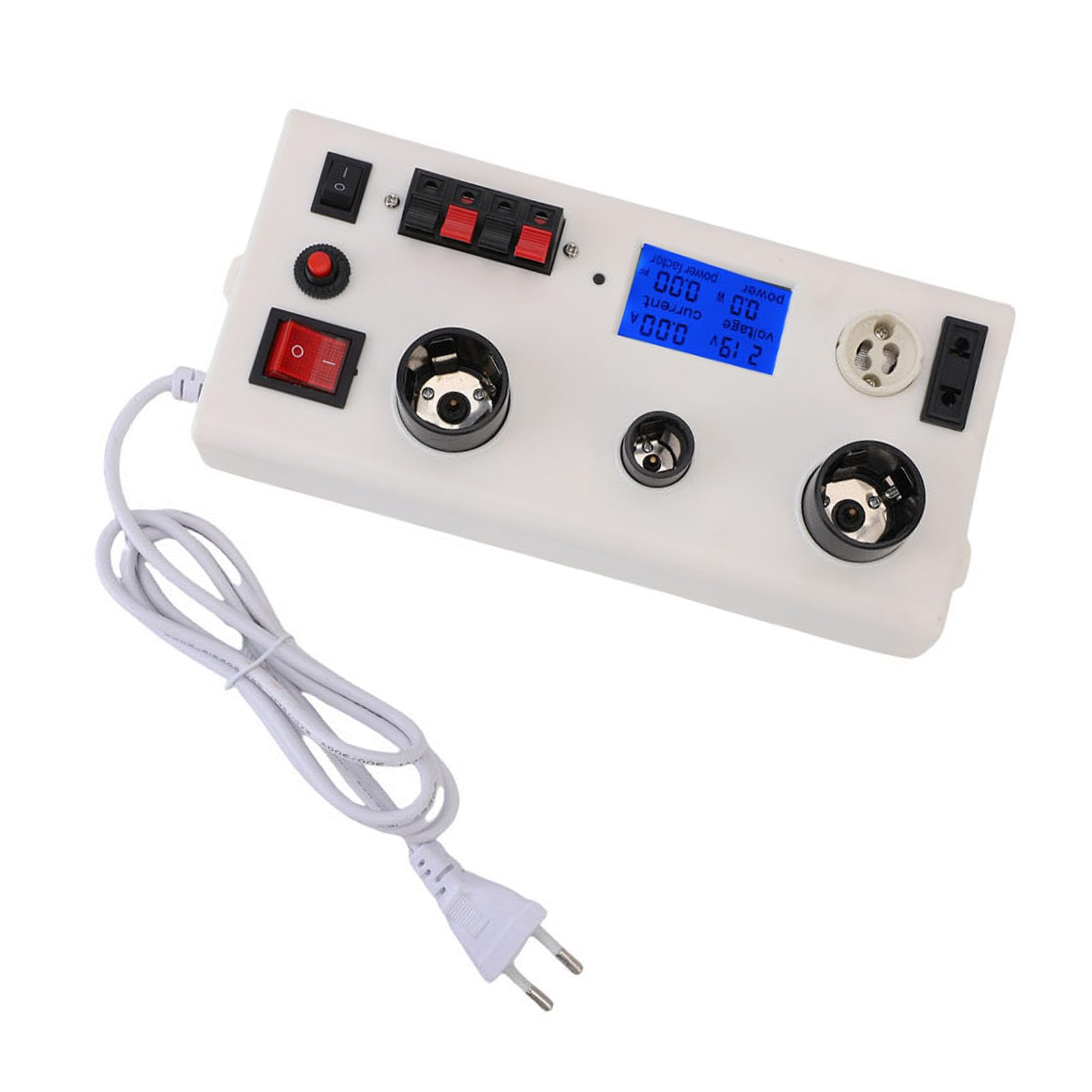 SEAFRONT Tester di Potenza della Lampadina a LED Tester di Potenza di Tensione di Corrente Multifunzionale PF con Doppio Interruttore di Controllo per E27 E14 GU10 Test Presa (Spina UE 85-265 V)