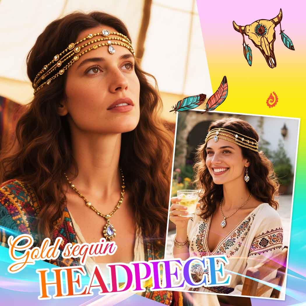 Fashband Gold Sequin Head Chain Boho Headpiece Hair Chains Festival Costume Hair Accessories for Women (G-B, One Size) - Image 3