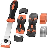 Ywmoml 3-Pack Razor Blade Scraper Set with 60 Blades - Heavy Duty Tool for Sticker, Paint, Cooktop & Gum Removal (Orange)