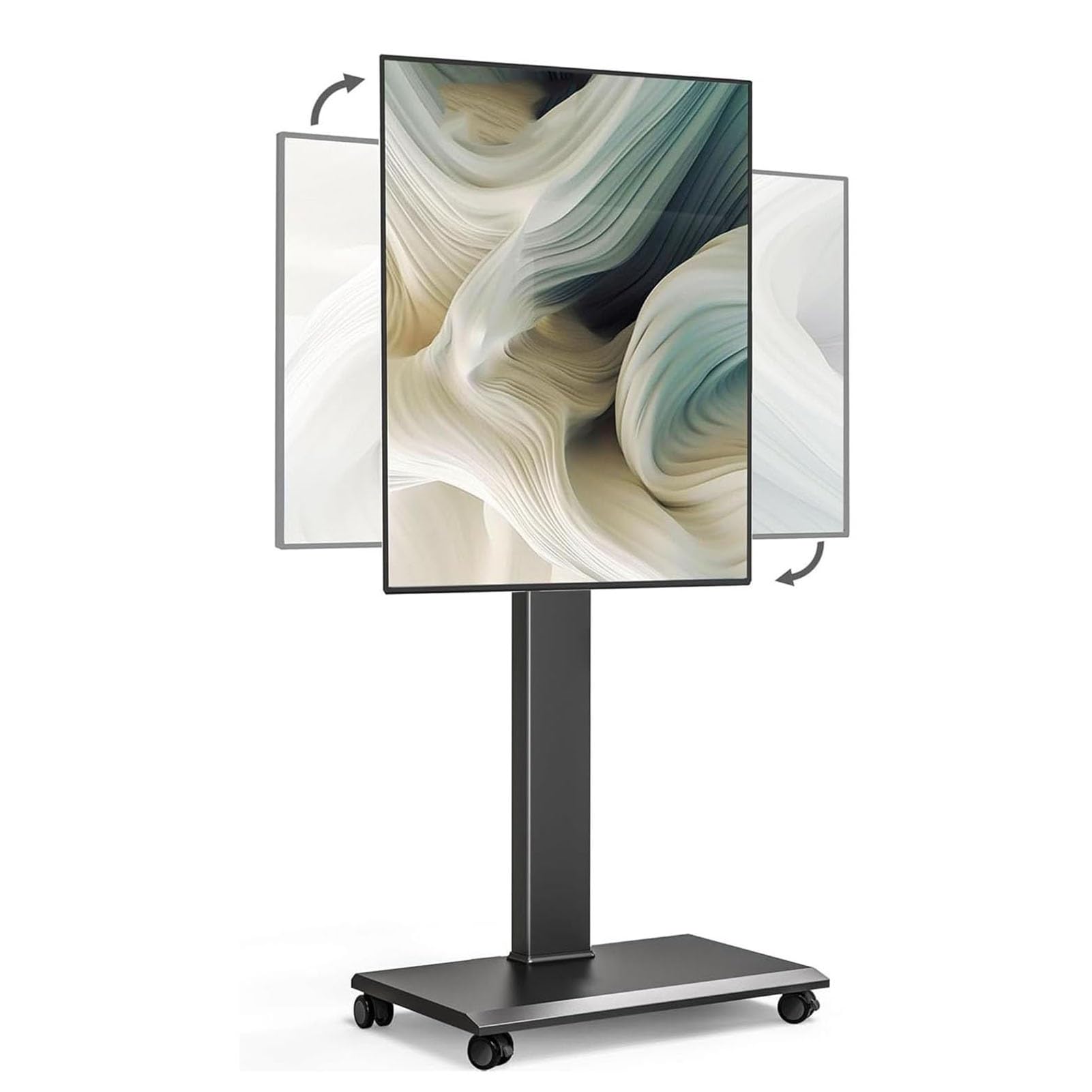 HPTHLY Mobile Tv Cart Stand With Wheels - Rotation Rolling Tv Mount For 32-55 Inch, Conference Room Podium Universal Tv Floor Bracket Stand, Horizontal And Vertical Screen