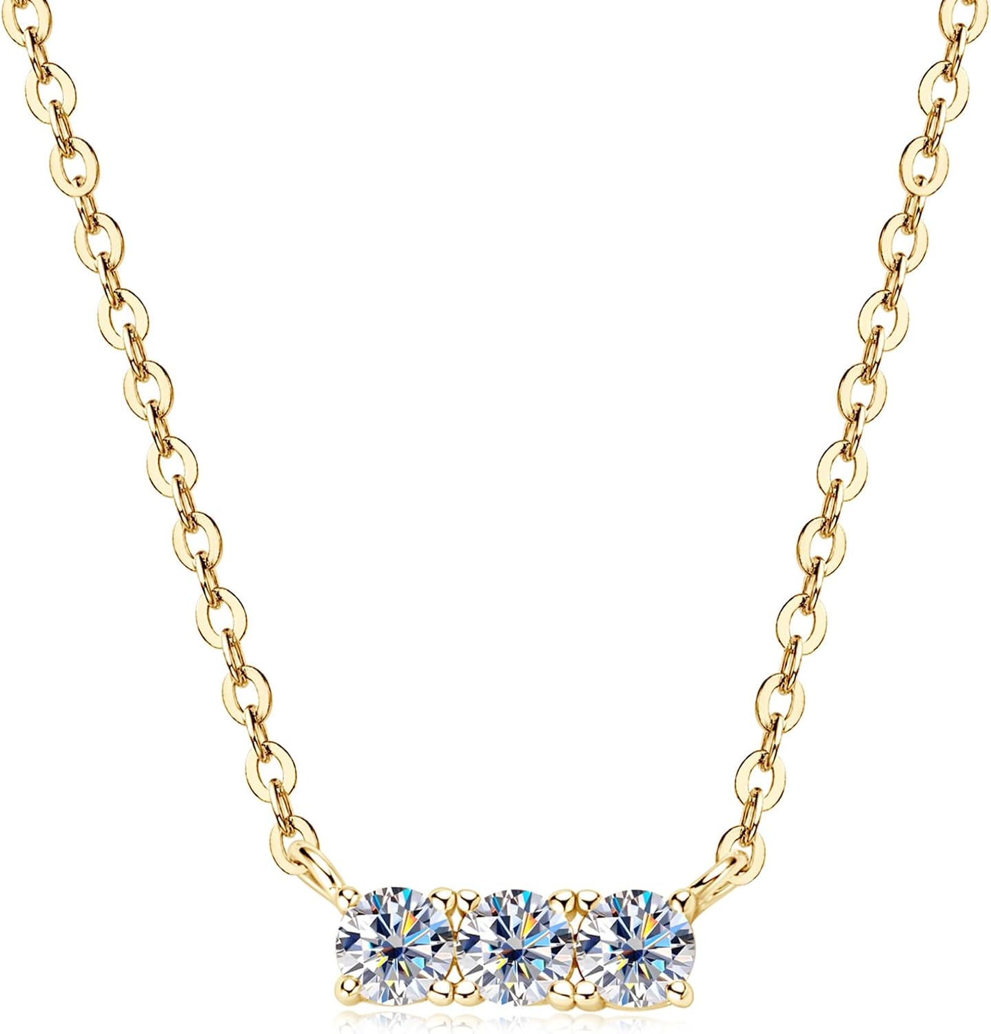 Moissanite Pendant Necklace for Women, D Color VVS1 Clarity 925 Sterling Silver 3 Stone Pendant for Mon Wife Birthday