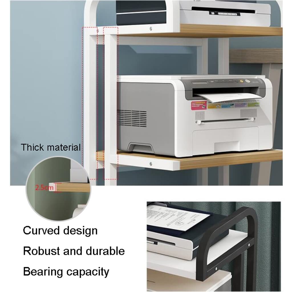 Soporte Para Impresora Soporte de carro de impresora de 3 niveles con ruedas, estante de almacenamiento multiusos, organizador de papel de oficina for suministros de oficina en casa, estante de almace