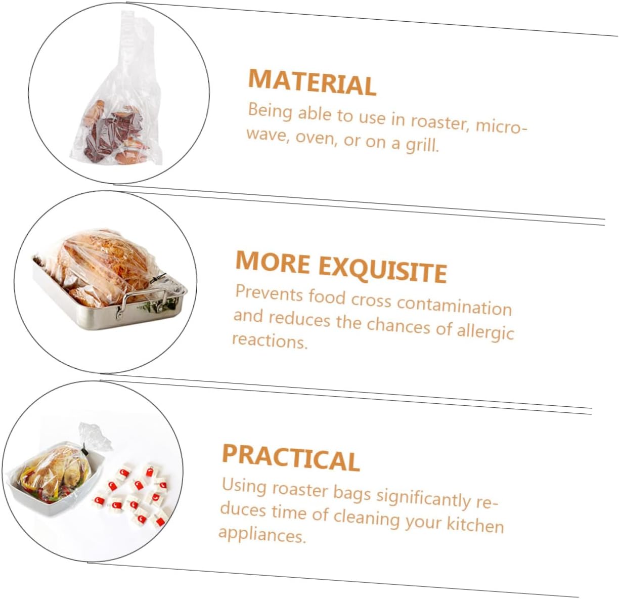 FOMIYES 150pcs Heat Resistant Turkey Roasting Bags Multi-purpose Oven Bags for Chicken Meat Vegetables for Microwave Toaster Use