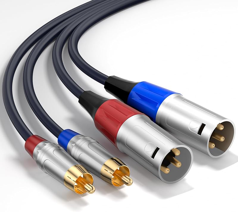 Cablu audio HiFi Tisino Dual RCA la 2 XLR tată, stereo, pentru microfon, 1 m