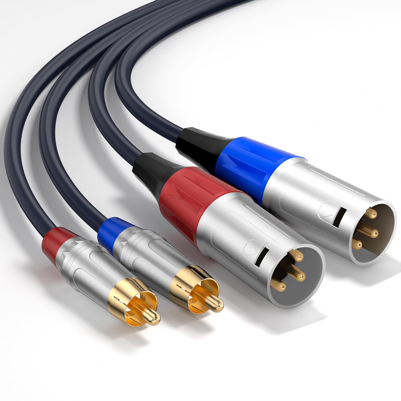 Tisino Câble double RCA vers XLR, 2 RCA vers 2 XLR mâles HiFi stéréo connexion microphone câble câble de chemin - 1 m