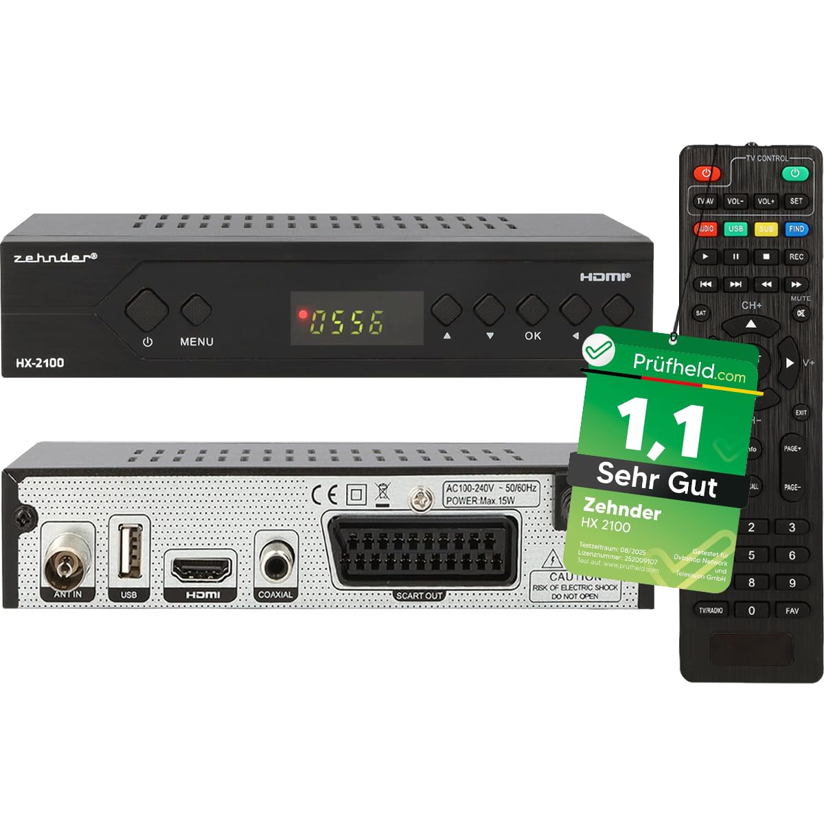 Zehnder HX 2100 Full HD Kabel Receiver DVB-C mit PVR Aufnahmefunktion SCART USB