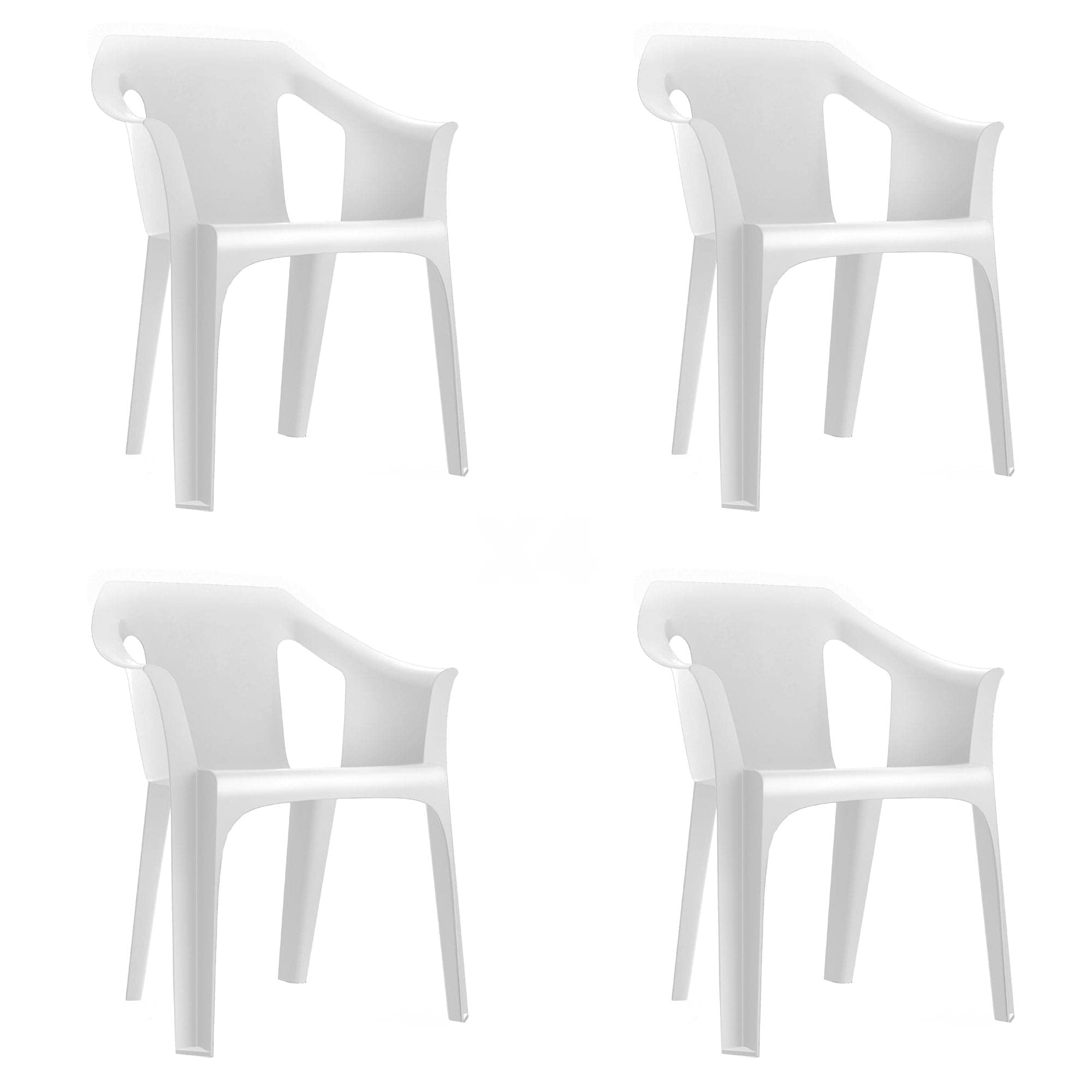 garbar Cool Set 4 Silla con Brazos Exterior | jardín, terraza, balcón, Picnic, Camping, Catering, Eventos, reuniones | diseño, Ligero, apilable | Blanco