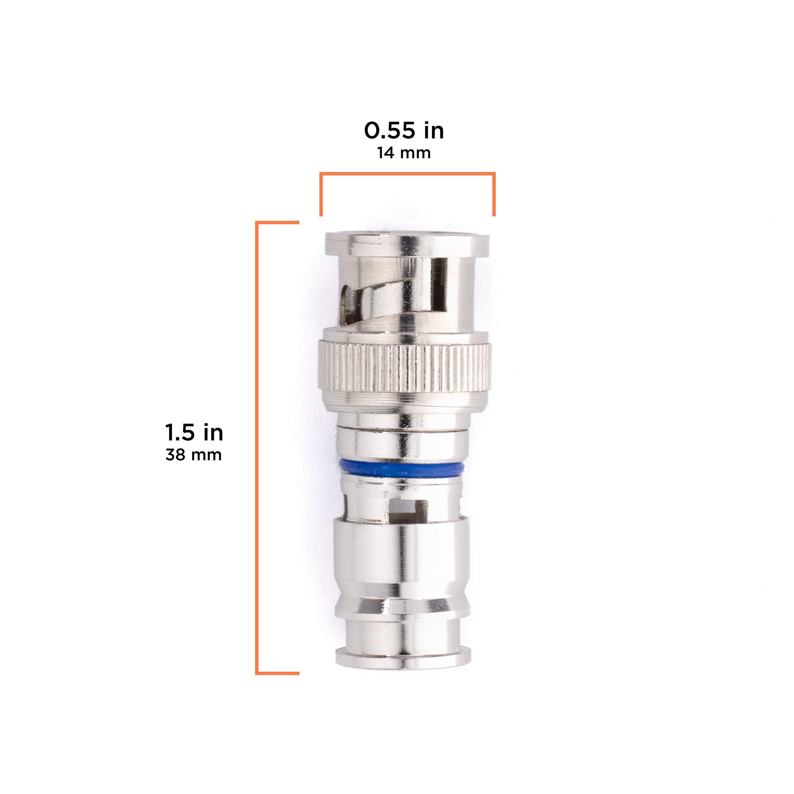 THE CIMPLE CO - Connettore a compressione BNC per cavo coassiale RG59 - Costruzione solida con metalli di alta qualità - Connettori BNC maschio per CCTV, SDI, HD-SDI, Siamese, telecamera di sicurezza