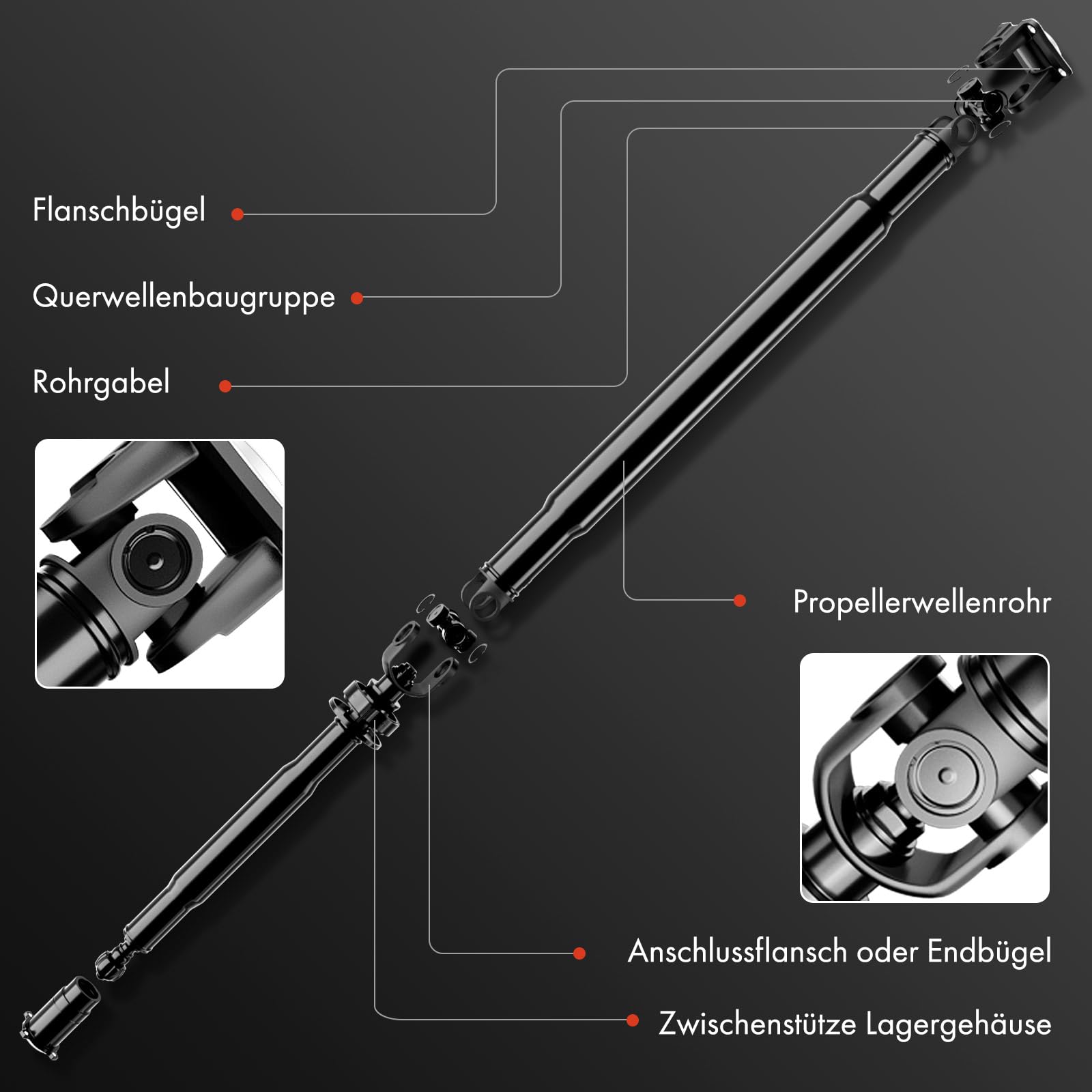 Frankberg Arbre de transmission arrière, arbre de cardan 26107636785 | Compatible avec: ,