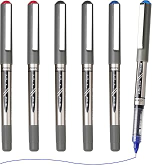 Needle Tip 0.5mm Rollerball Pens 6 Pack 3 Colors Roller Ball Pen Quick Dry Liquid Ink Pens Extra Fine Point Smooth Writing Pen for Journaling, Note Taking, Office, School Supplies