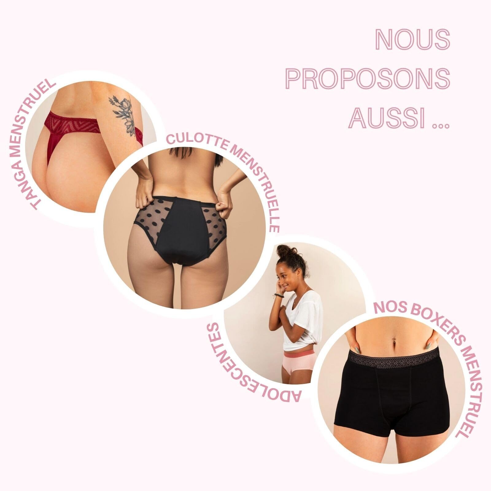Maillot de Bain Menstruel Taille Haute - 4 Couches Absorbantes pour Flux Léger à Modéré - Protection Réutilisable - Résistant Chlore et UV - Marque Française - Eléonore