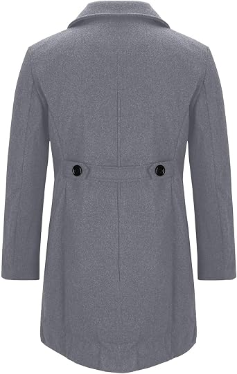 AEGJEGVD Wool Coats for Men UK Clearance,Long Trench Coat Mens Solid Turndown Long Sleeve Classic Business Coat Winter Casual Slim Fit Double Breasted Overcoat Windbreaker Warm Pea Coat S-3XL