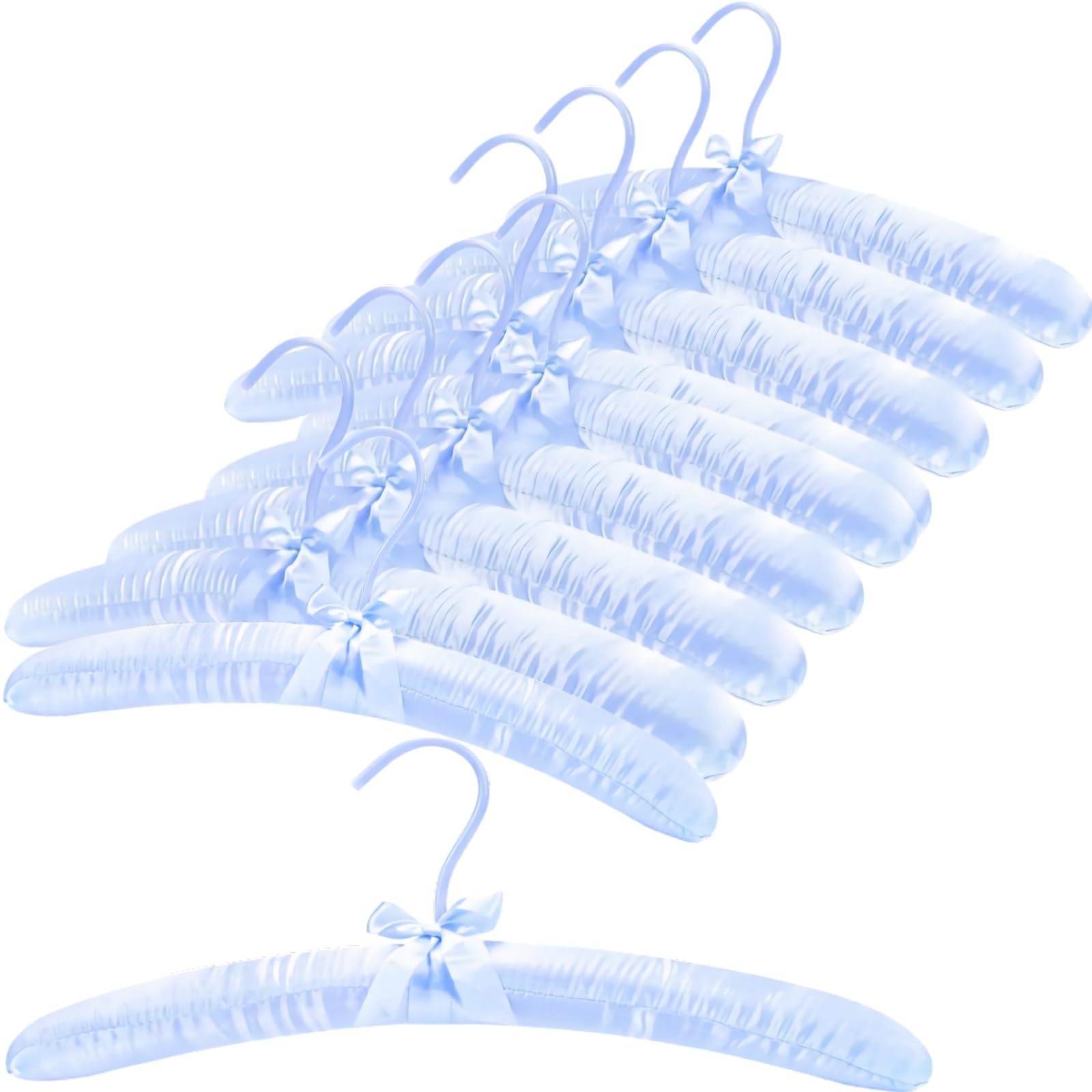 Thicker Padded Hangers for Women Sweaters,Anti-Slip Satin Hangers Padded Cute Hanger with Bow,Silky Fabric Hanger for Closet