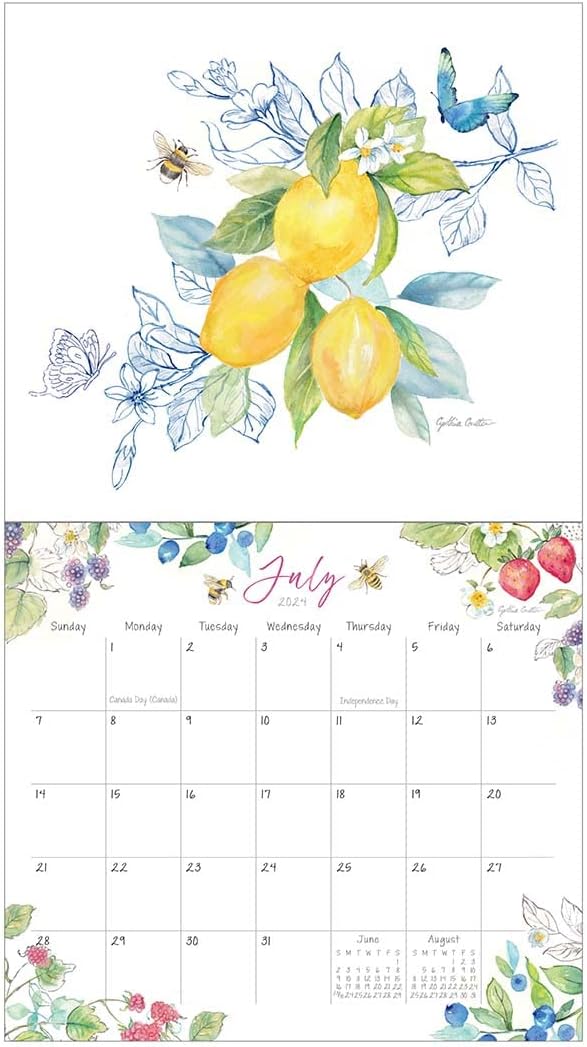 Legacy Art Heart Floral Green 13 x 12 Paper 2024 Hanging Wall Calendar